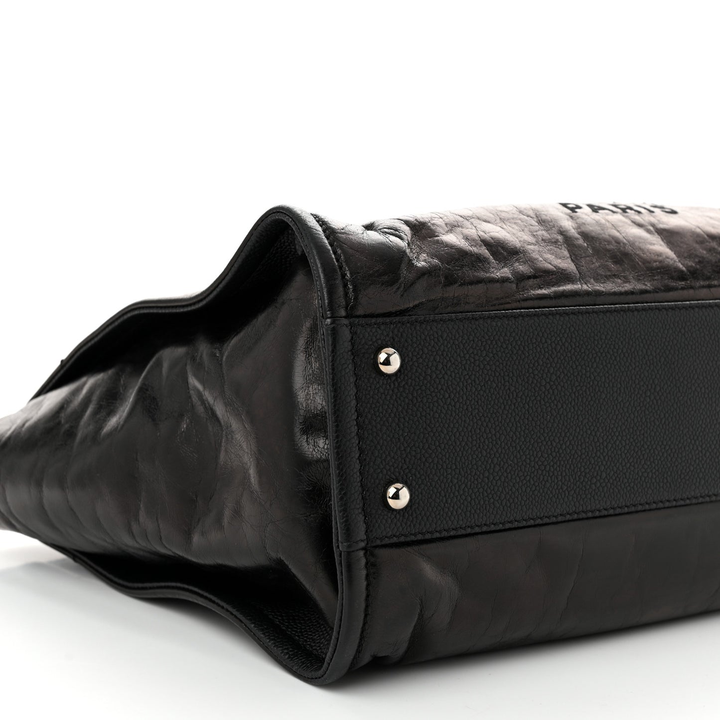 Glazed Calfskin Small Deauville Tote Black