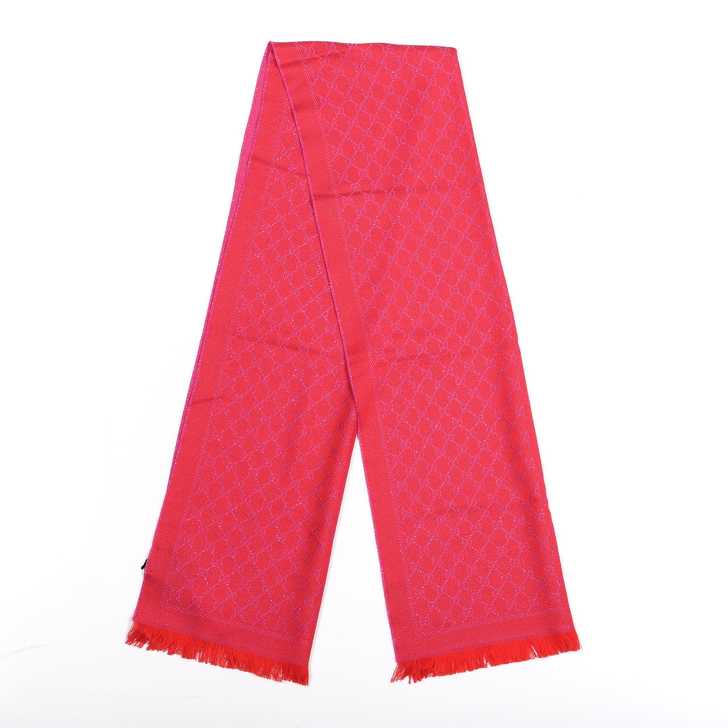 Wool Lame Jacquard GG Monogram Stenlux Scarf Red Pink