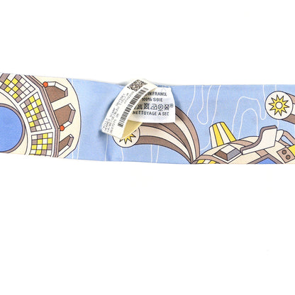 Hermes Silk Odyssey Twilly Beige Bleu Ciel Jaune Vif 3 of 4