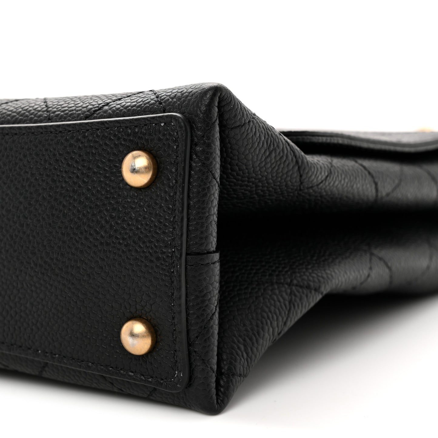 Grained Calfskin Stitched Flap Black