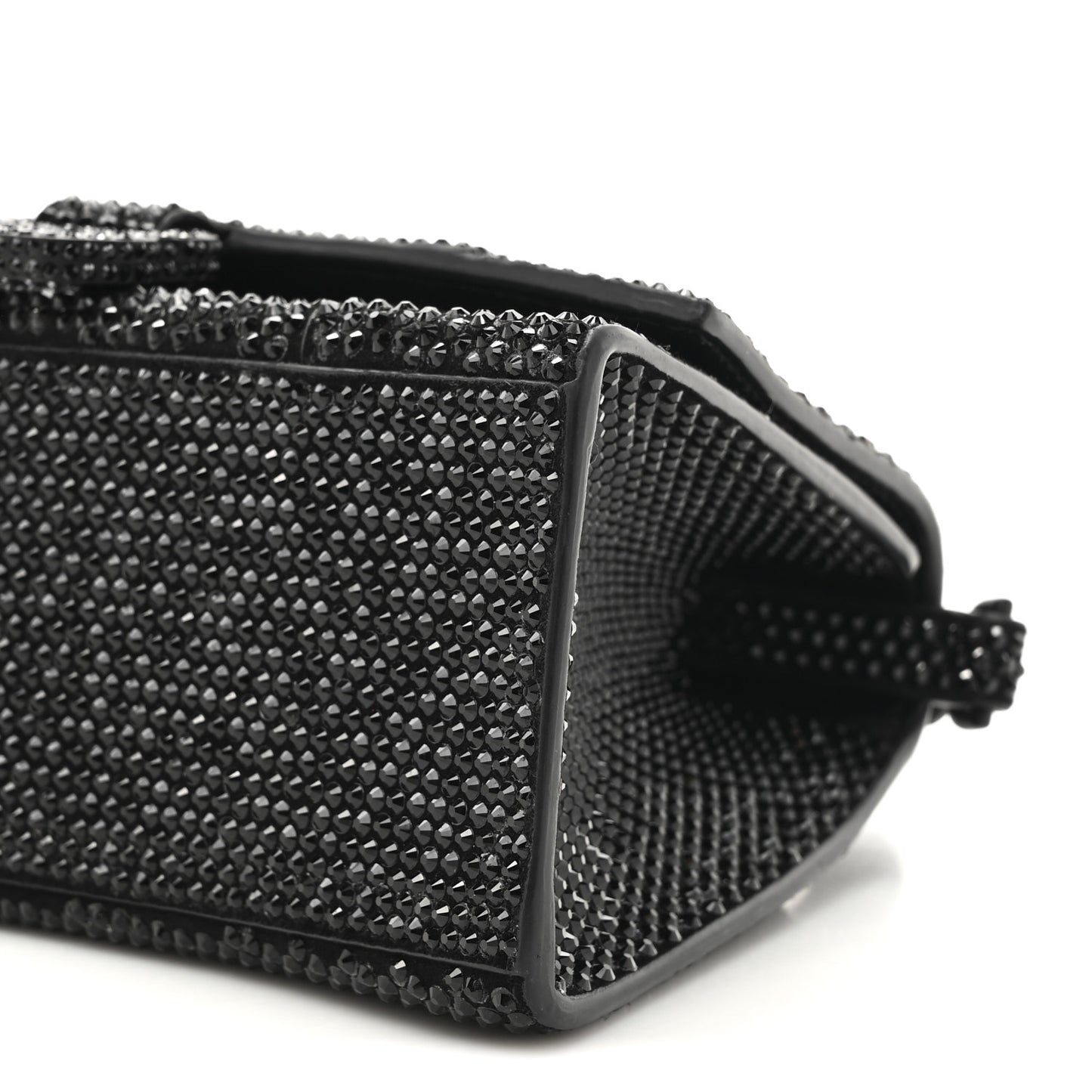 Strass Suede Hourglass Top Handle Bag XS Black Jet