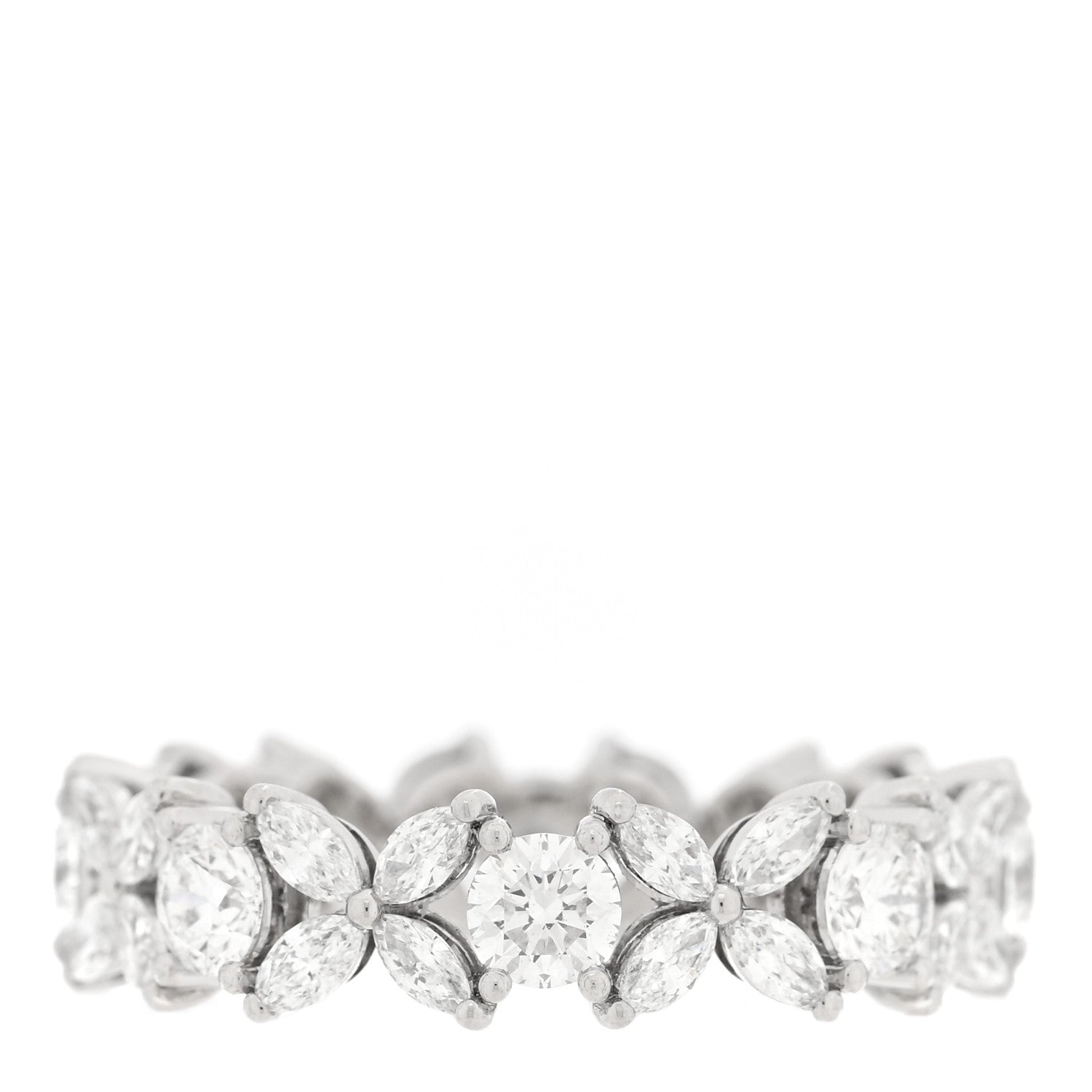 Tiffany Platinum Diamond Victoria Alternating Band Ring 53 6.25 1 of 5