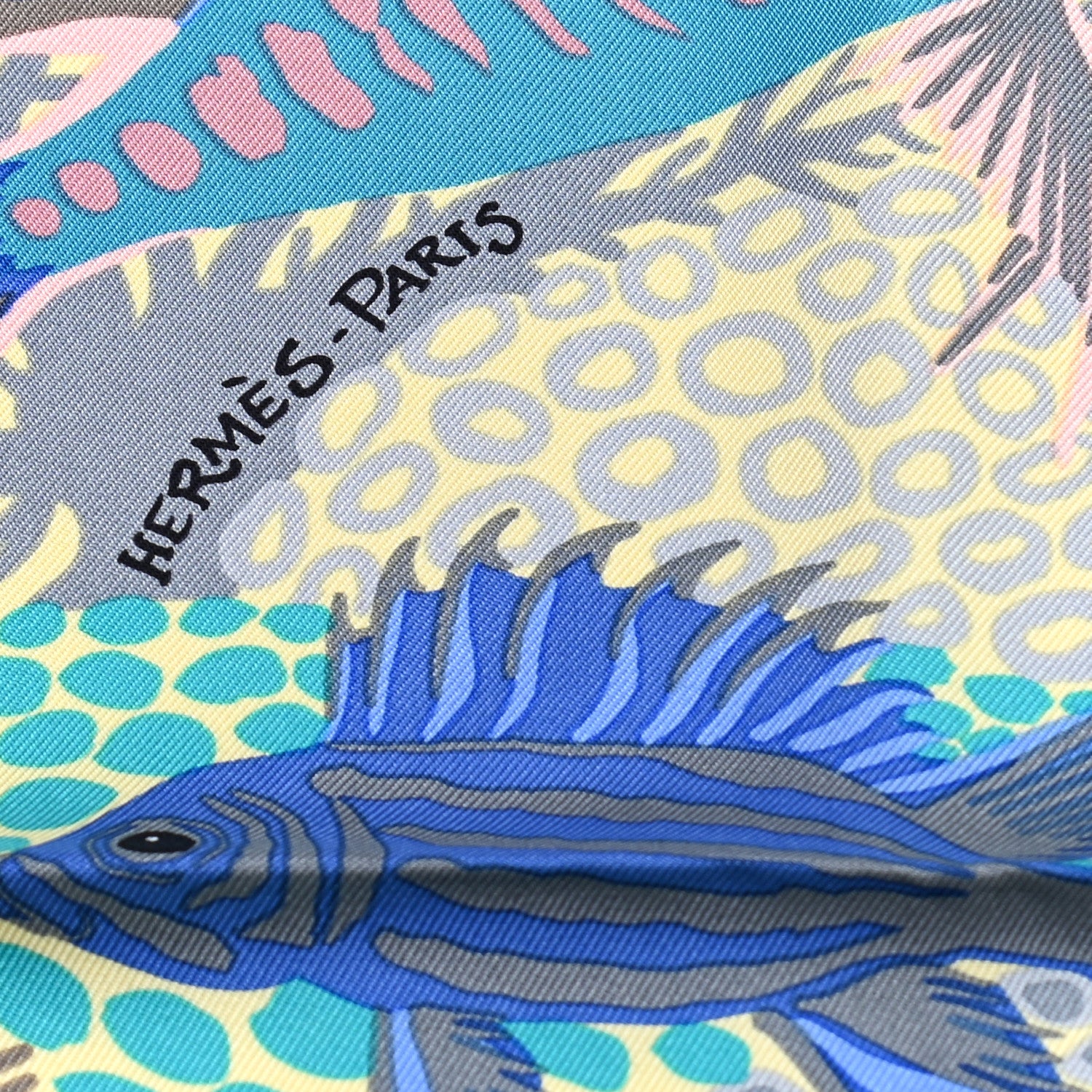 Hermes Silk Under The Waves Scarf 90 Aqua Rose Pale Turquoise 4 of 6