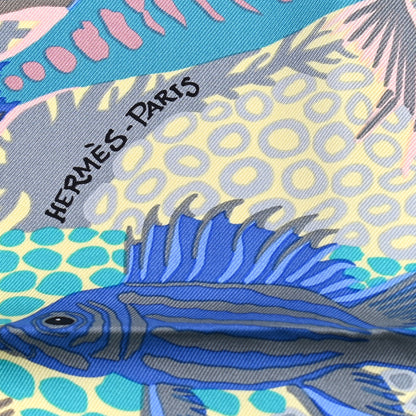 Hermes Silk Under The Waves Scarf 90 Aqua Rose Pale Turquoise 4 of 6