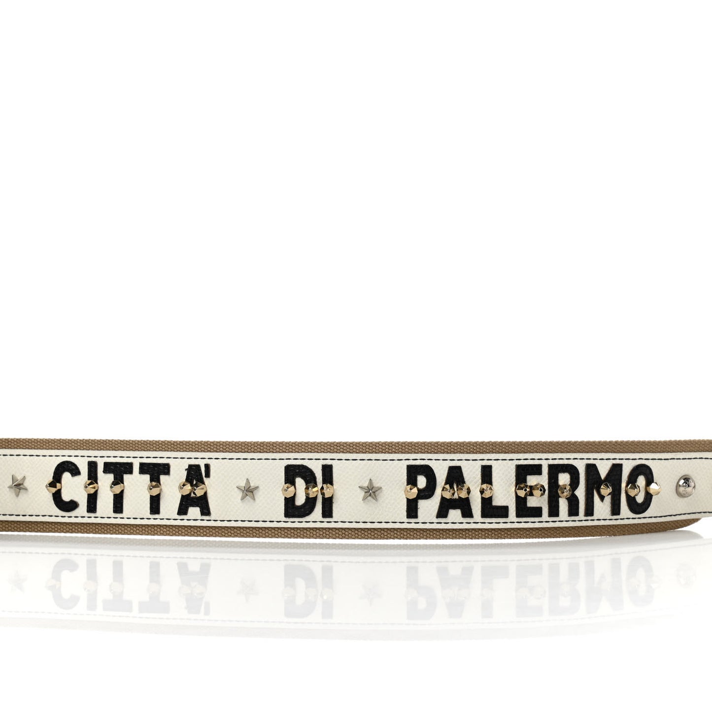 Canvas Dauphine Studded Bandistico Strap Beige White