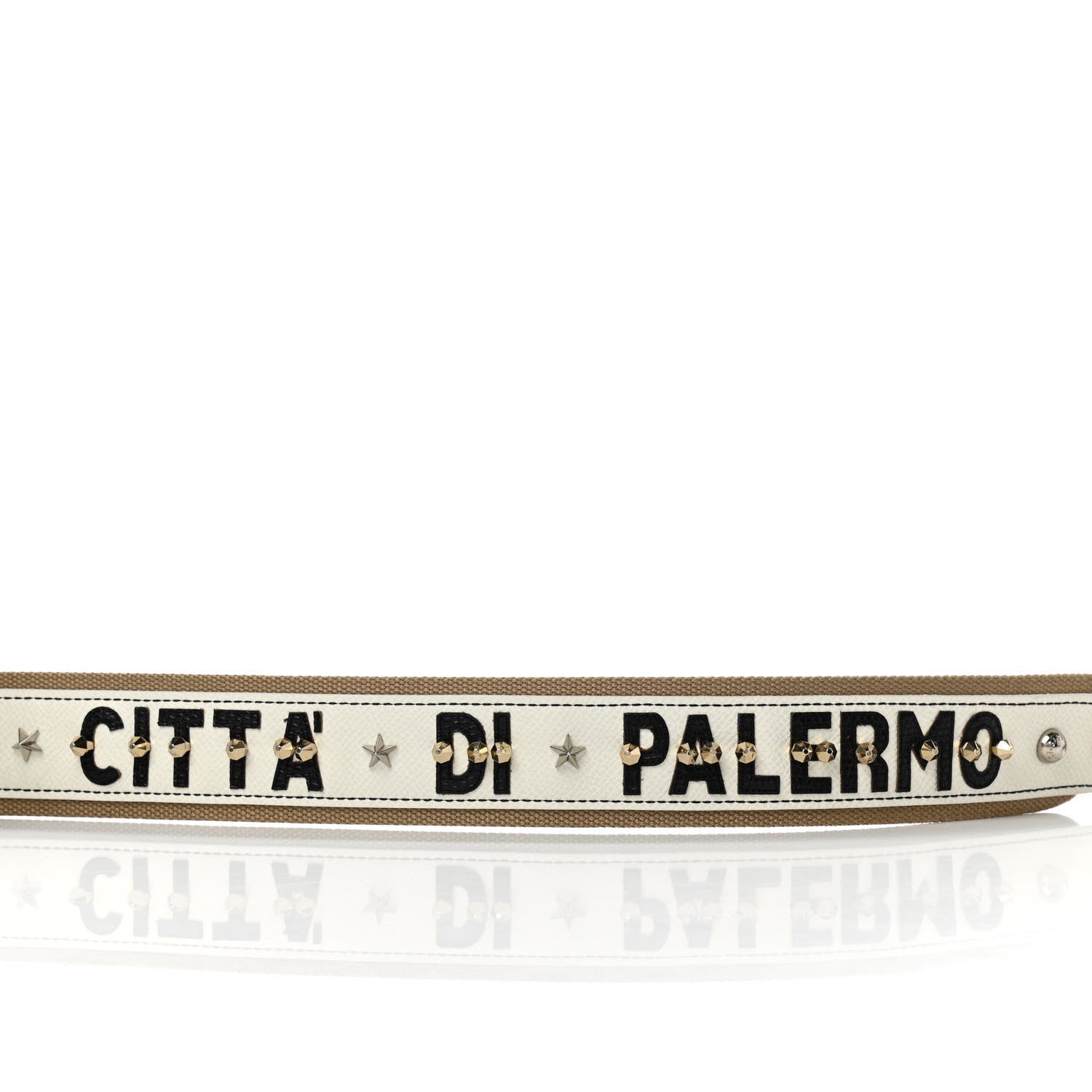 Dolce & Gabbana Canvas Dauphine Studded Bandistico Strap Beige White 5 of 8