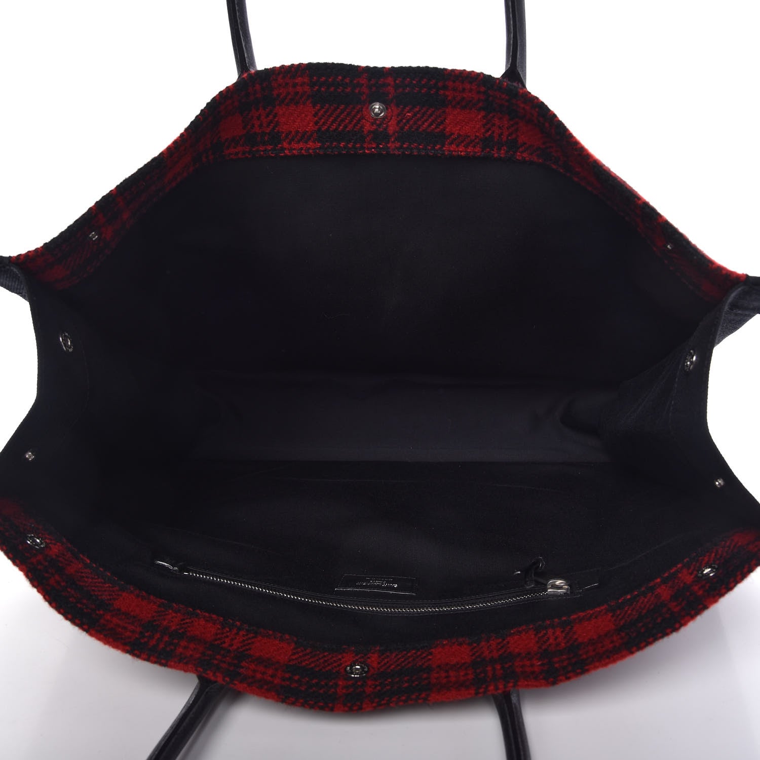 Saint Laurent Wool Tartan Rive Gauche Tote Red Black 5 of 10