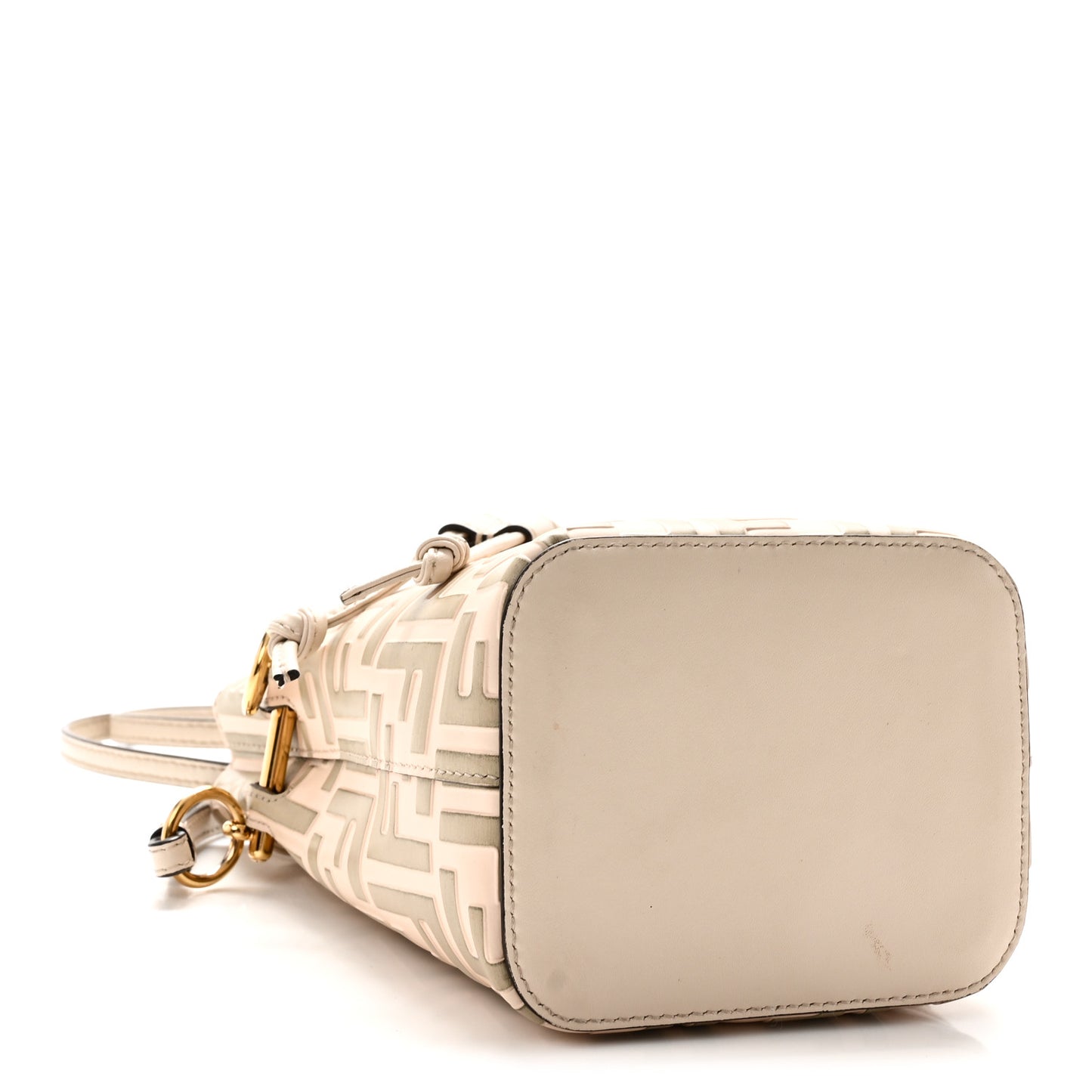 Vitello Liberty F is Fendi Bi-Color FF 1974 Embossed Mini Mon Tresor Bucket Bag Camelia Mandorlo