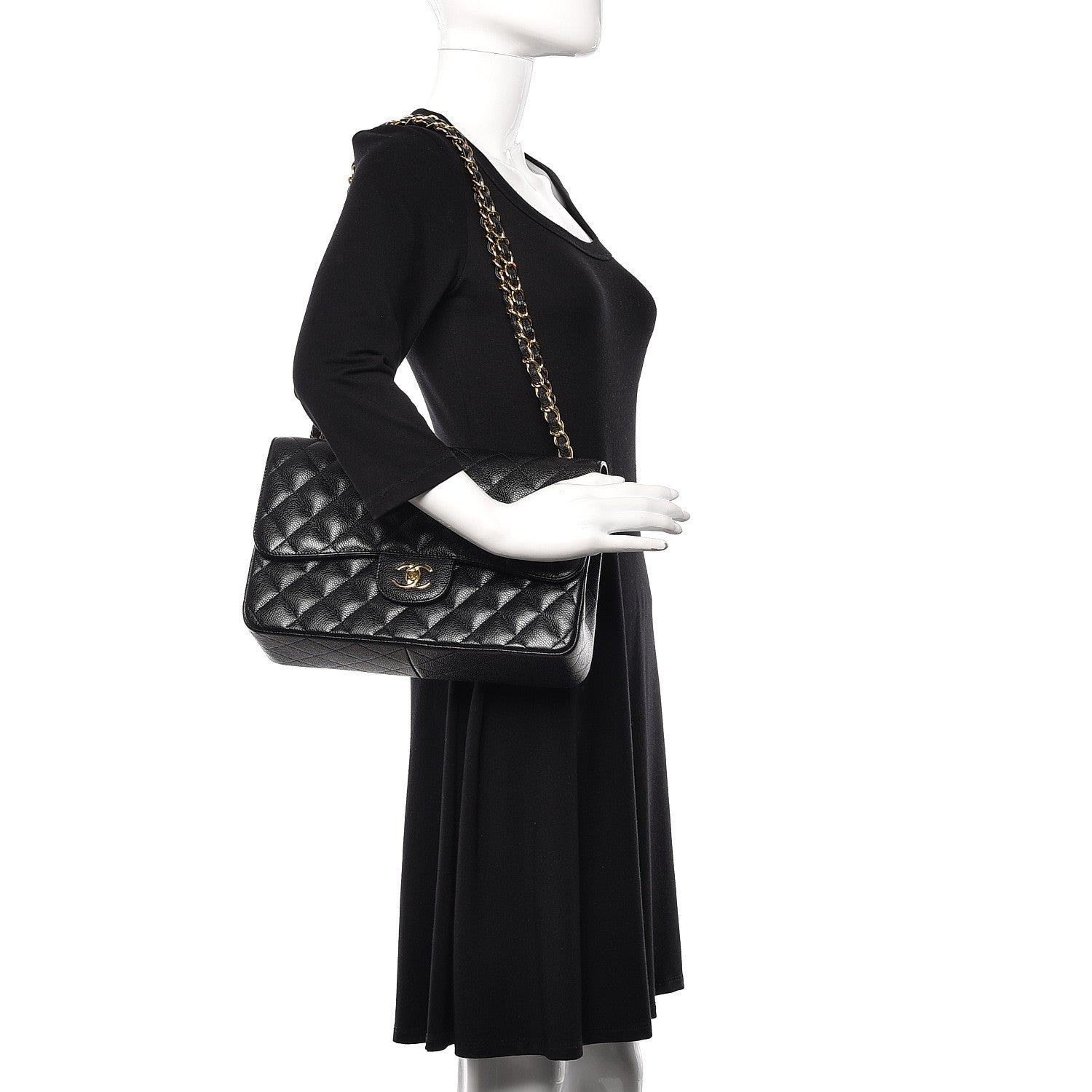 Chanel Caviar Quilted Jumbo Double Flap Black 2 of 14