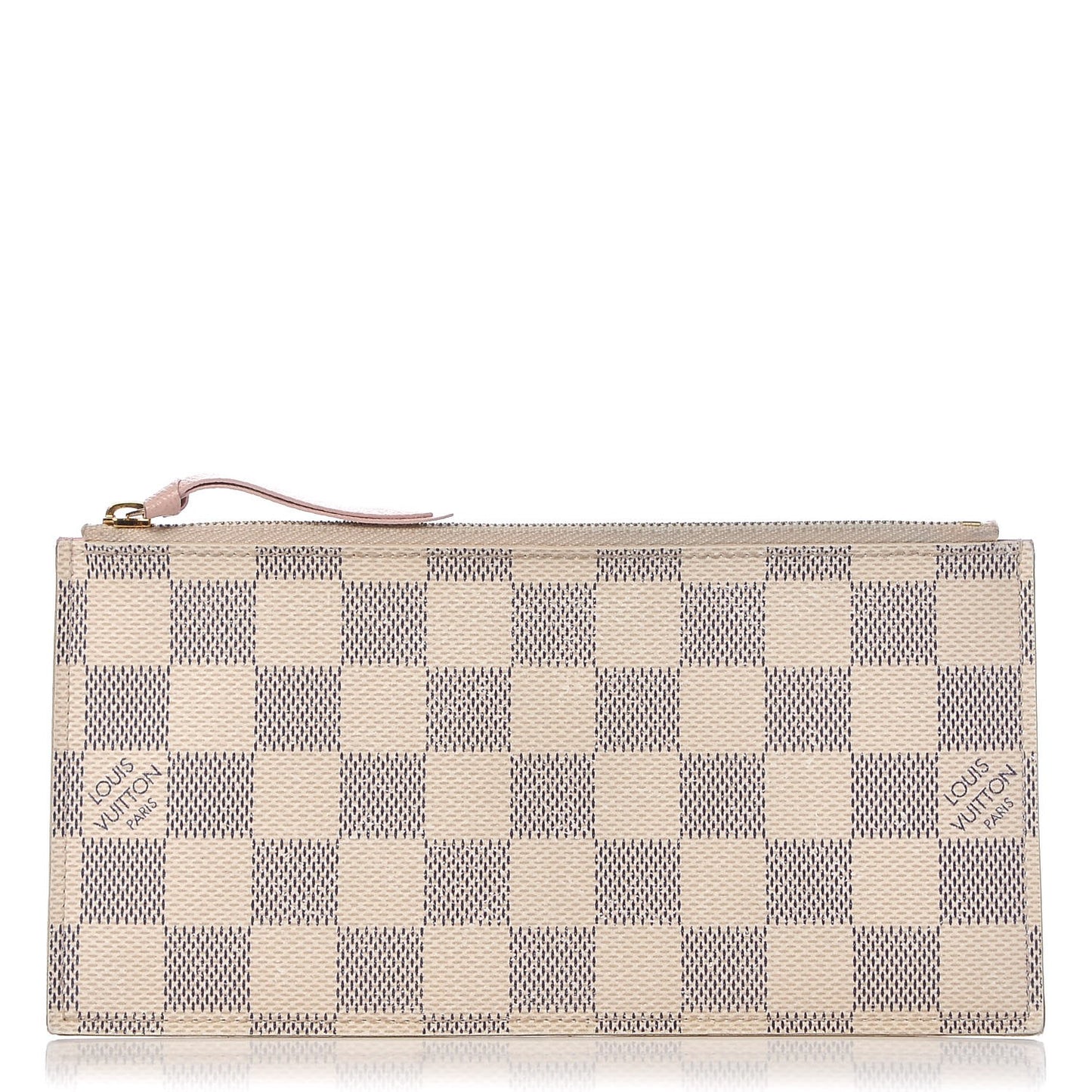 Damier Azur Felicie Chain Wallet Zippered Insert Rose Ballerine