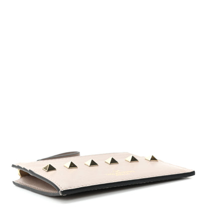 Valentino Garavani Vitello Rockstud Card Holder With Zipper Poudre 4 of 8