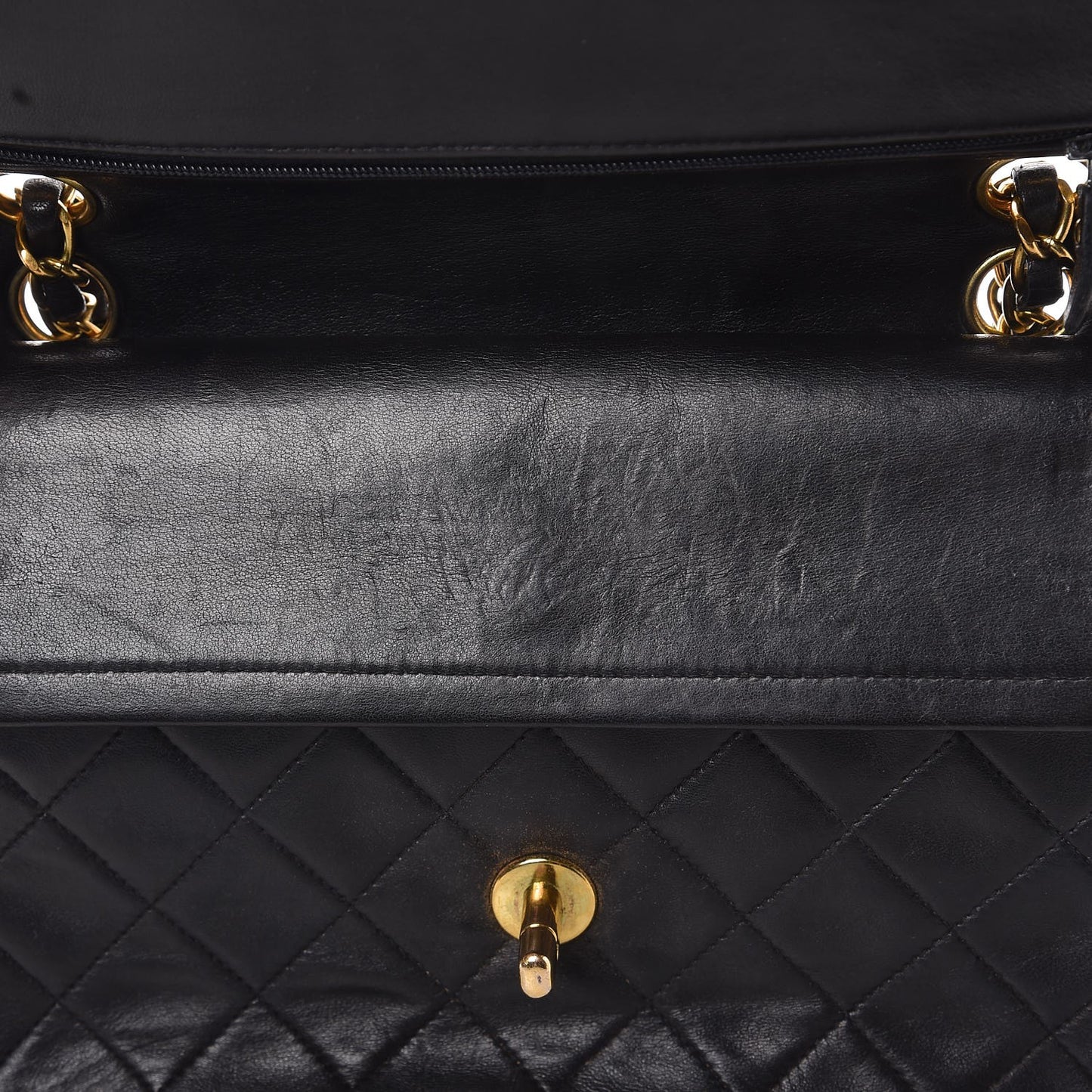 Lambskin Quilted Small Double Flap Black