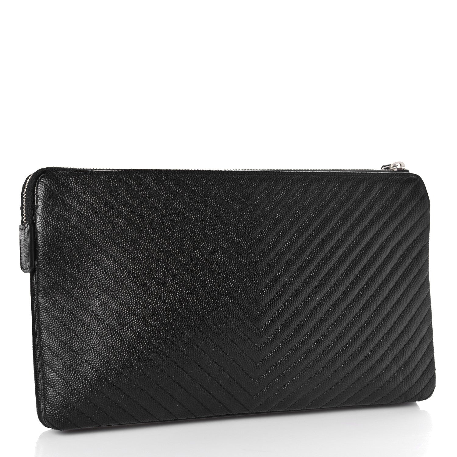 Chanel Caviar Chevron Quilted Small Zipped Pouch Black 3 of 14