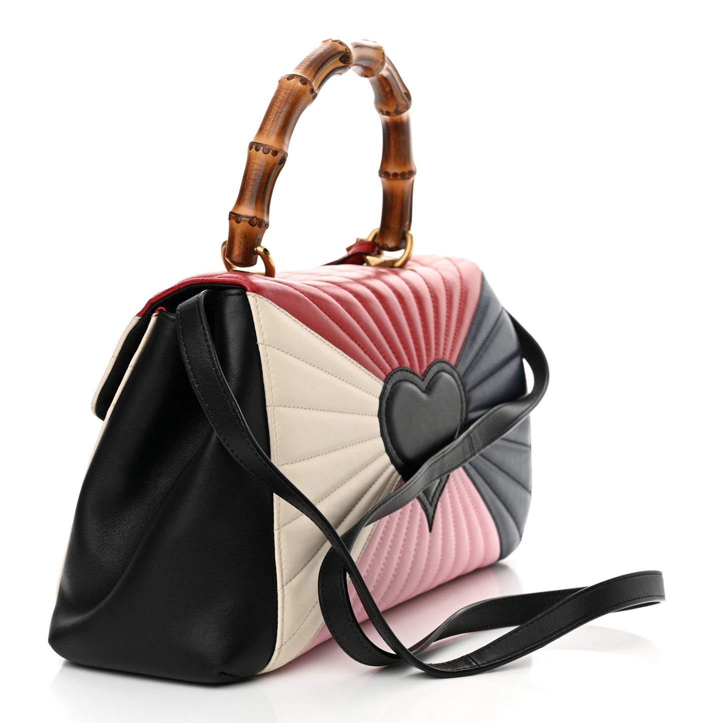 Calfskin Bamboo Trapuntata Queen Margaret Top Handle Bag Blue Agata Hibiscus Red Mystic White Sugar Pink