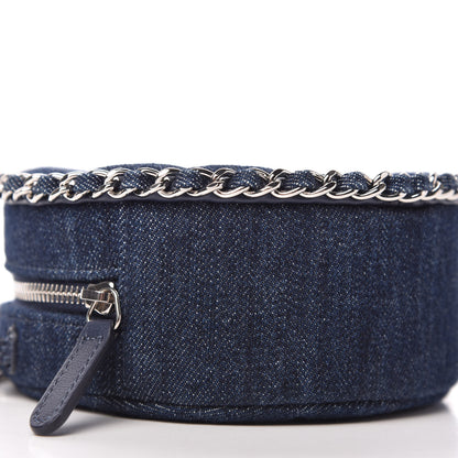 Chanel Denim Quilted Round Clutch With Chain Blue 6 of 11