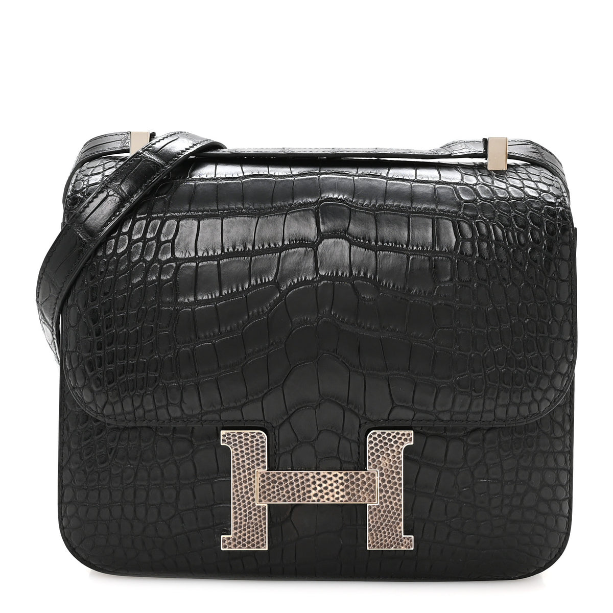 Hermes Matte Alligator Lizard Constance 24 Black Ombre 1 of 11
