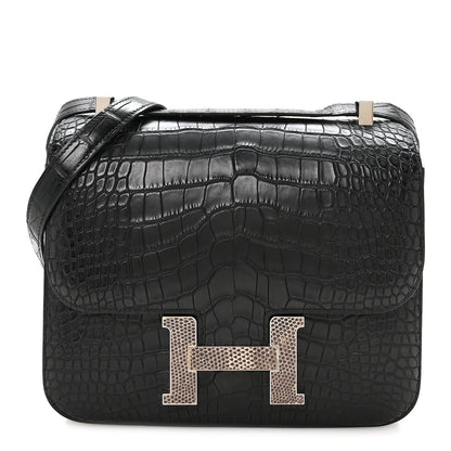 Hermes Matte Alligator Lizard Constance 24 Black Ombre 1 of 11