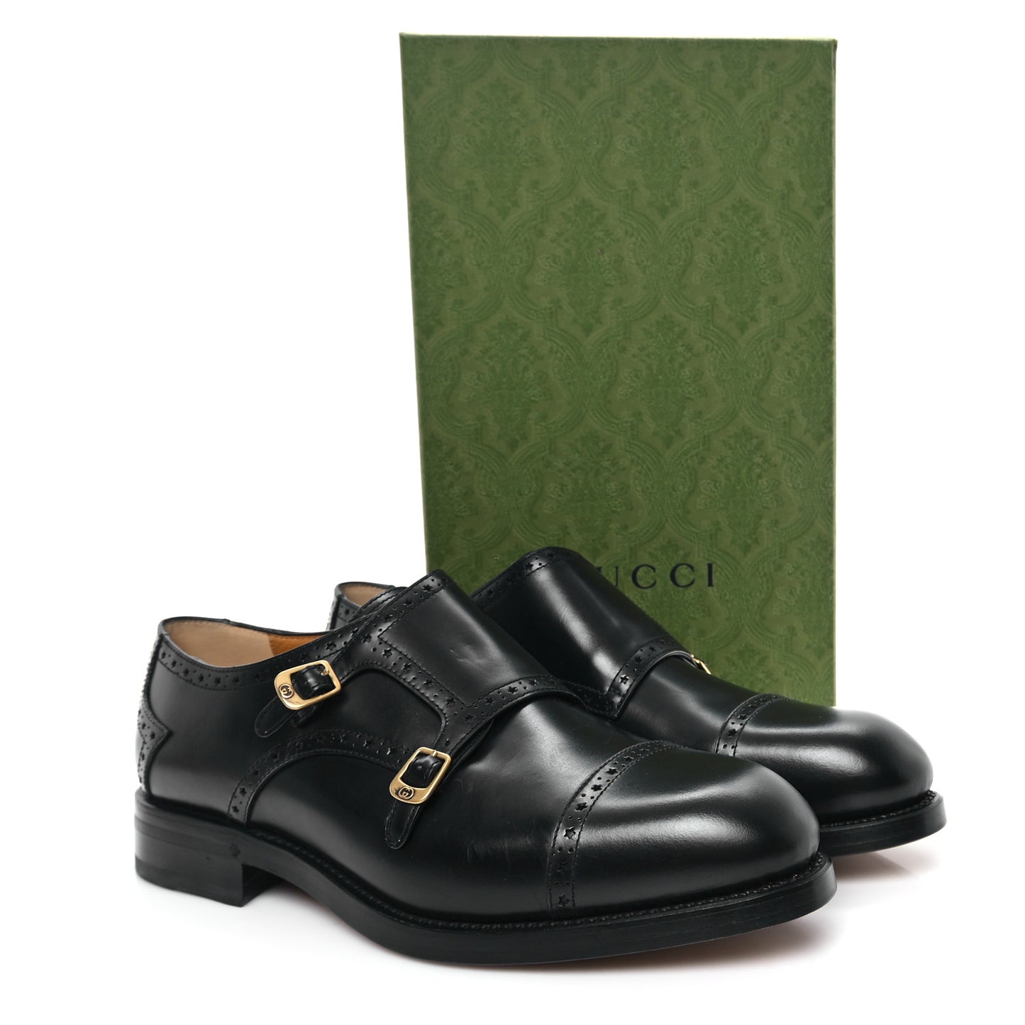 Calfskin Mens Double Monk Strap Loafers 11.5 Black