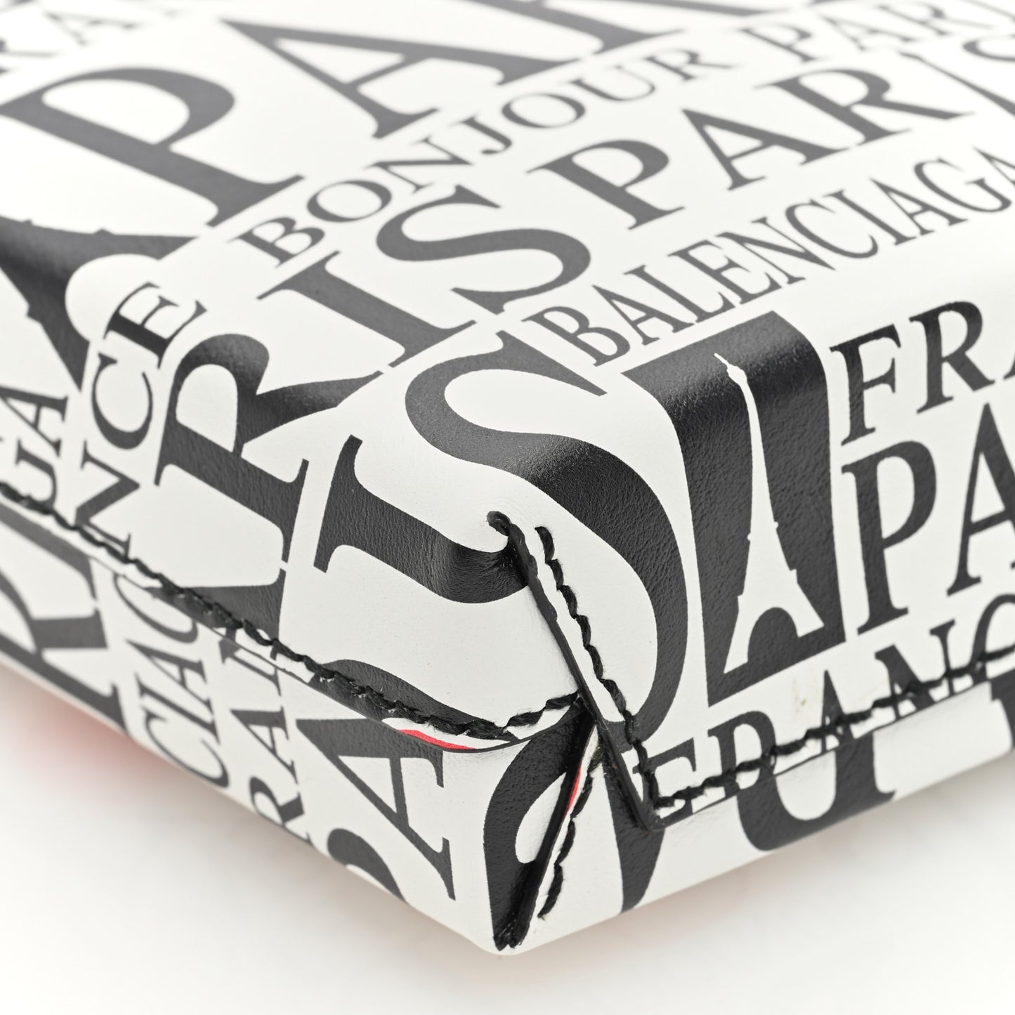 Calfskin Bonjour Paris Print Shopping Phone Holder Bag Paris Bonjour