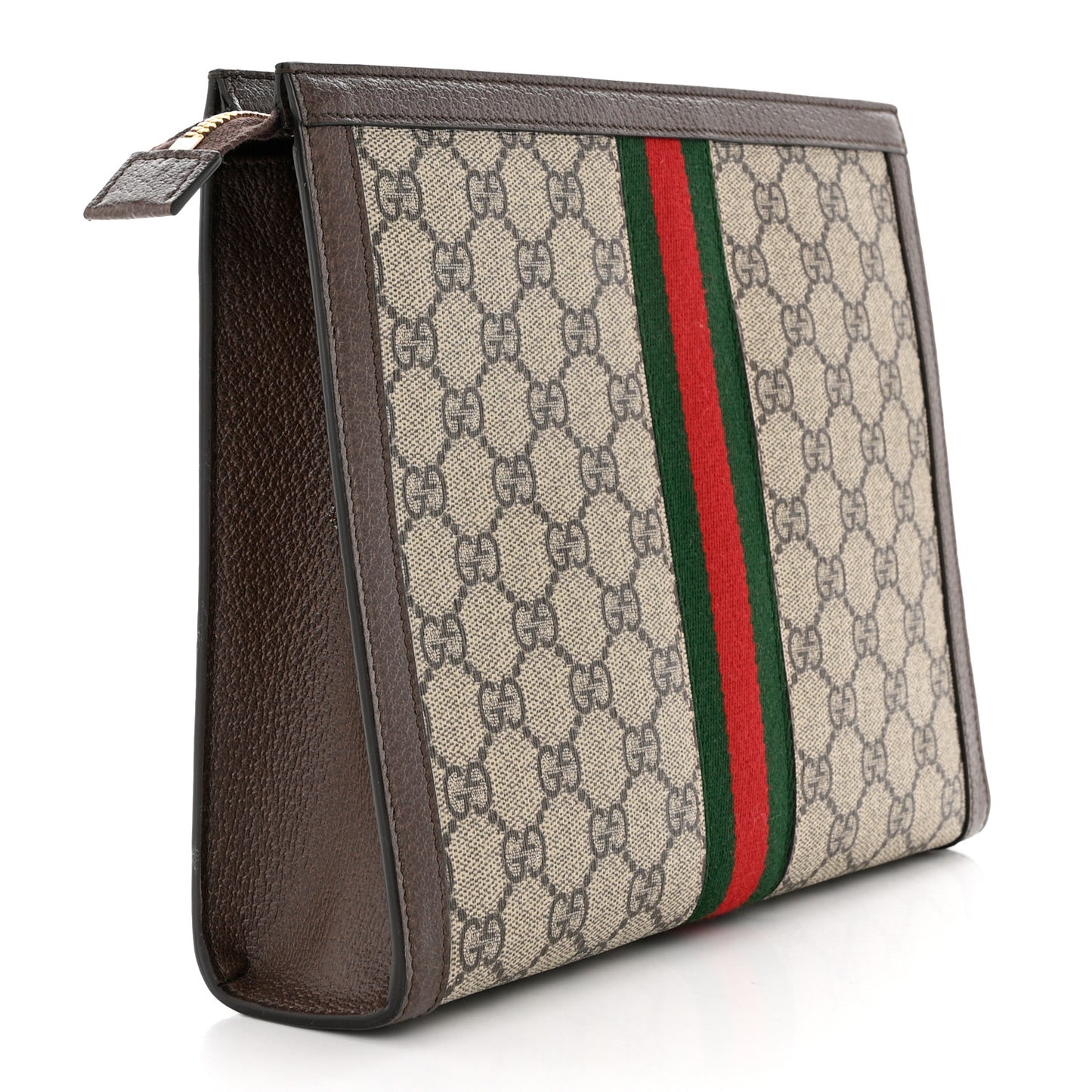 GG Supreme Monogram Web Ophidia Pouch Brown