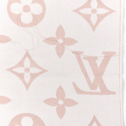 Louis Vuitton Wool Cashmere Monogram Daily LV Scarf Pink White 4 of 5