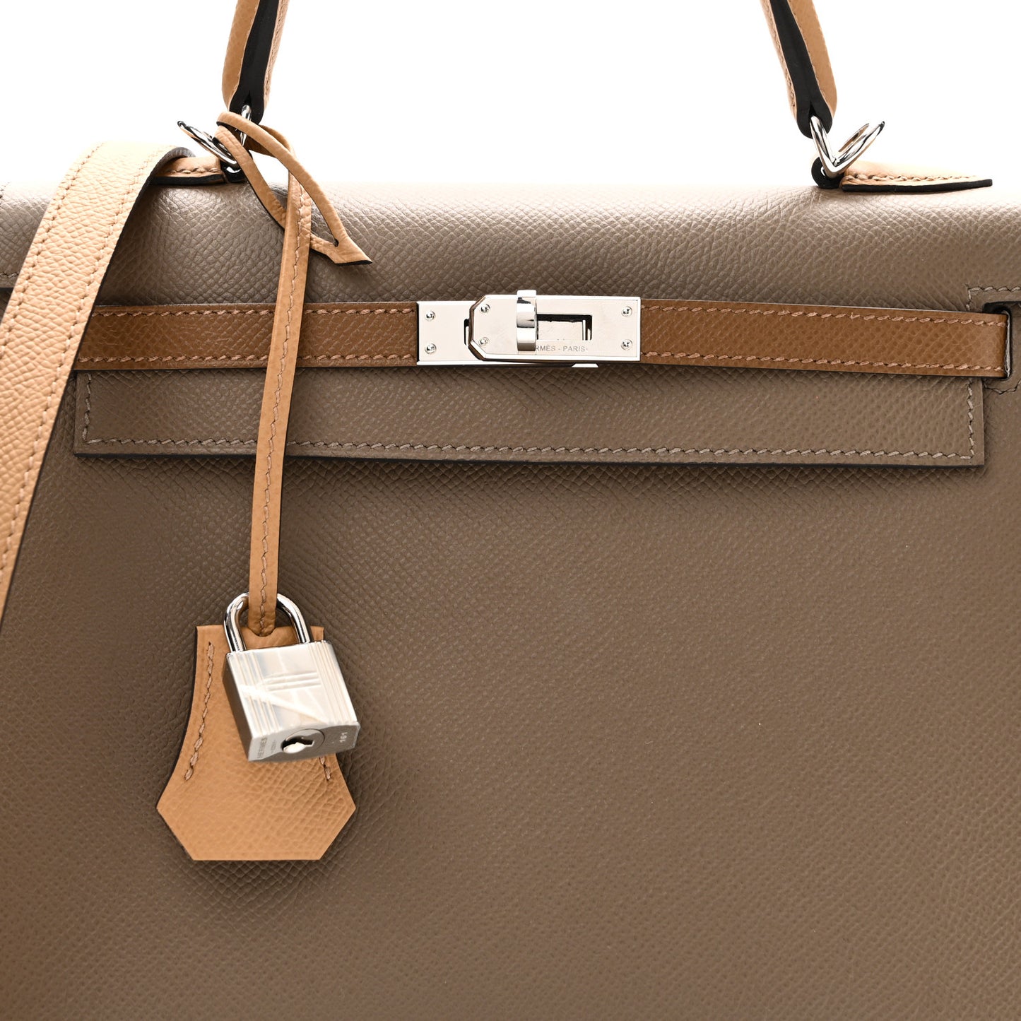 Epsom Tri-Color Kelly Sellier 25 Etoupe Alezan Biscuit