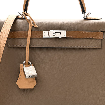 Hermes Epsom Tri-Color Kelly Sellier 25 Etoupe Alezan Biscuit 8 of 11