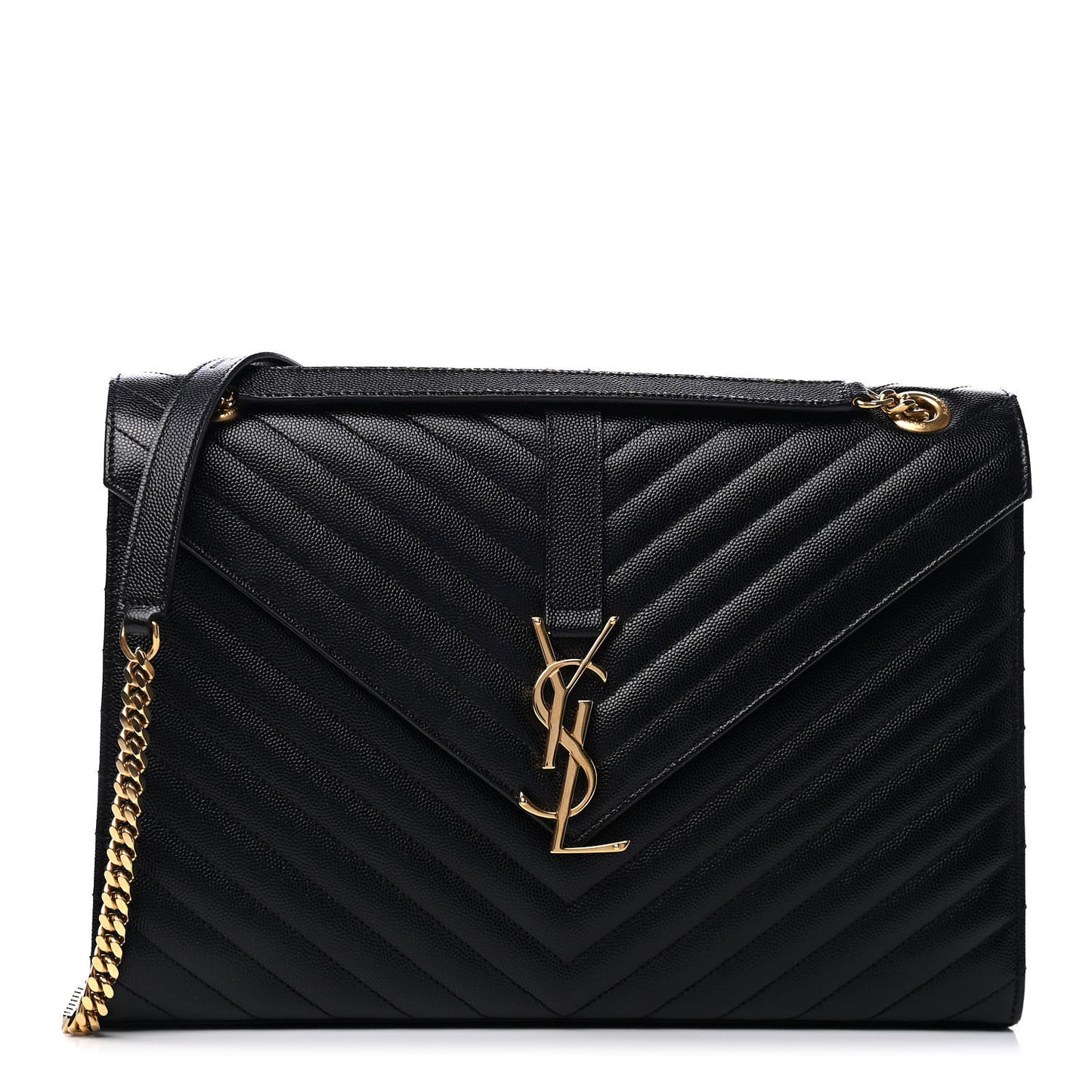 Grain De Poudre Matelasse Chevron Large Monogram Satchel Black