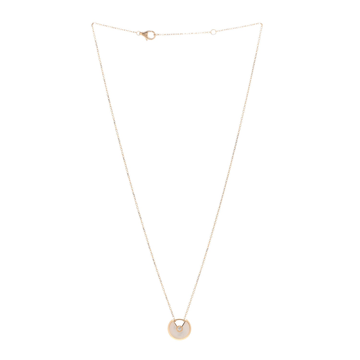 Cartier 18K Yellow Gold Diamond Mother of Pearl XS Amulette de Cartier Pendant Necklace 3 of 6