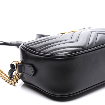 Gucci Calfskin Matelasse Small GG Marmont Chain Shoulder Bag Black 8 of 10