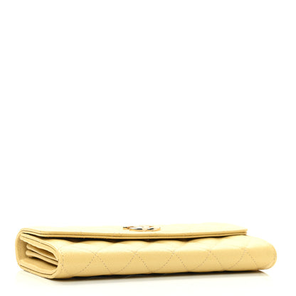 Chanel Caviar Quilted CC Flap Wallet Yellow 4 of 9
