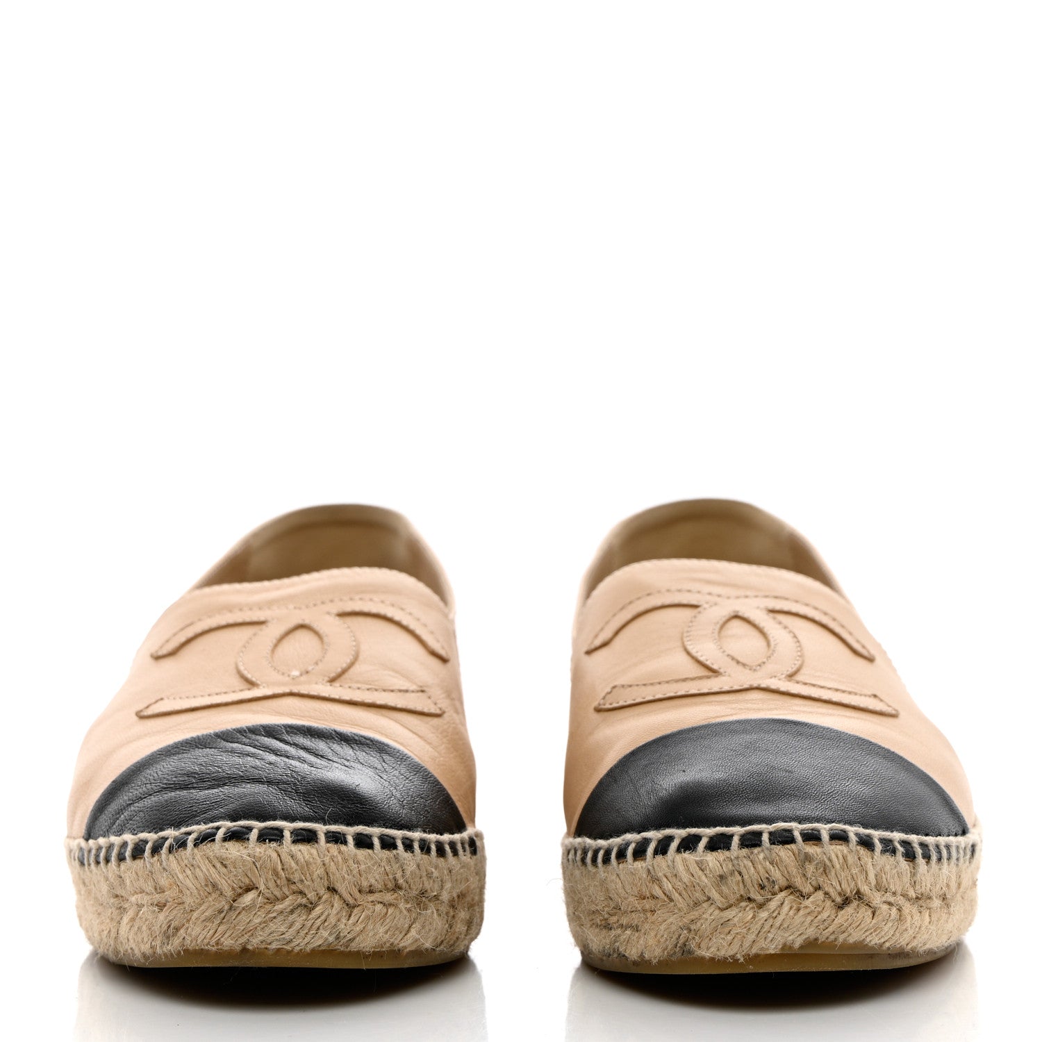 Chanel Lambskin CC Espadrilles 40 Beige Black 2 of 22