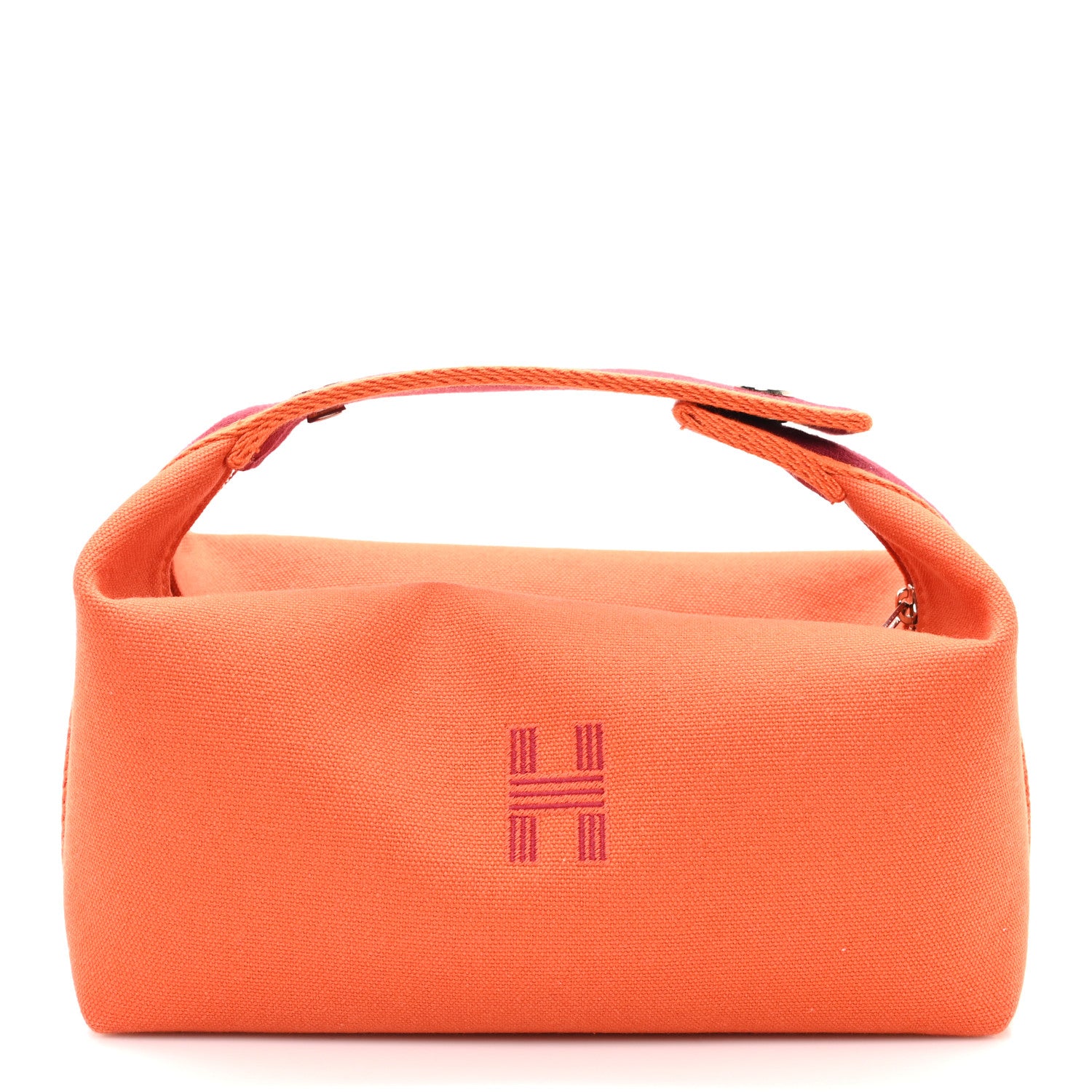 Hermes Canvas Small Bride-A-Brac Pouch Orange Burgundy 1 of 6