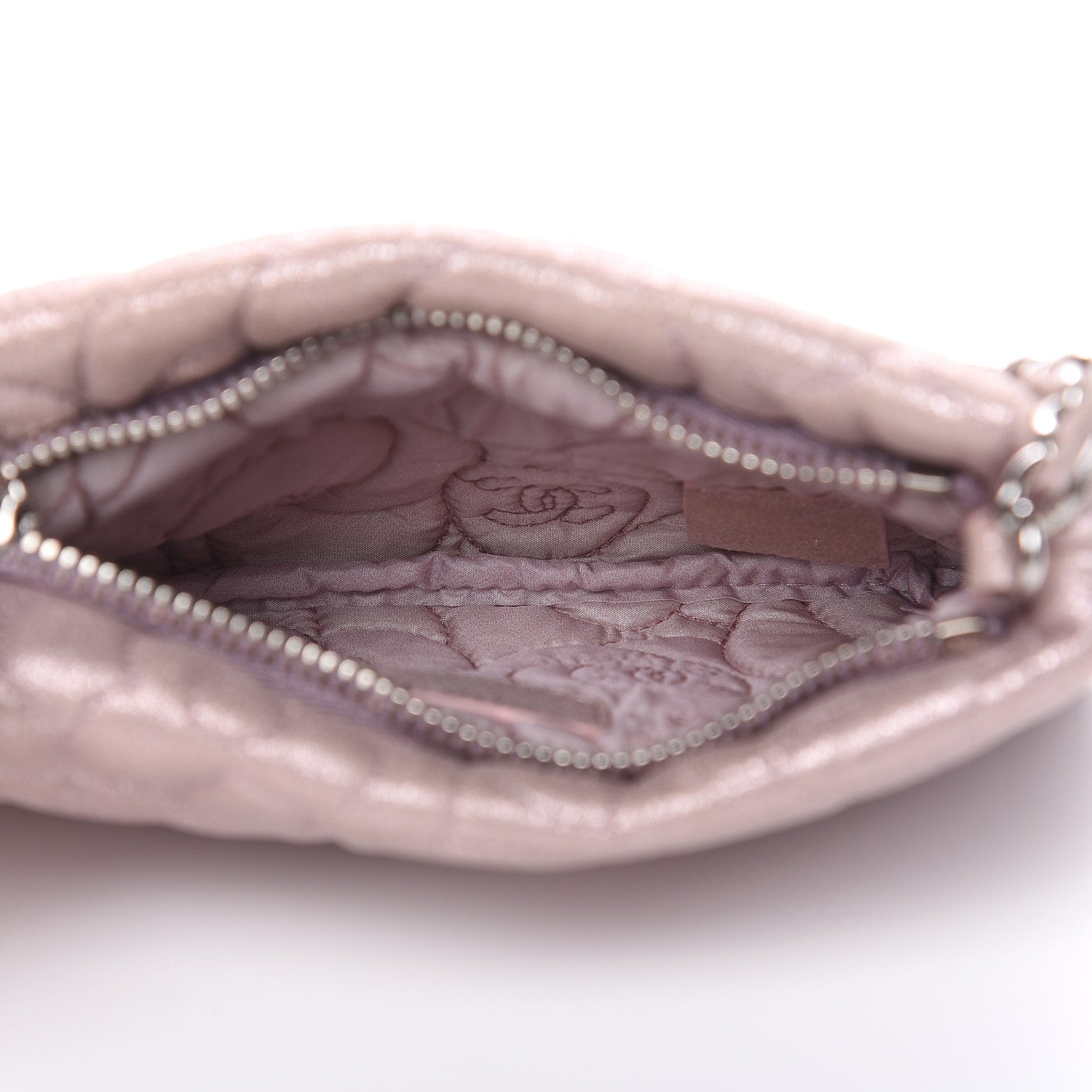 Chanel Metallic Goatskin Camellia Embossed Clutch Bag Pink 5 of 8