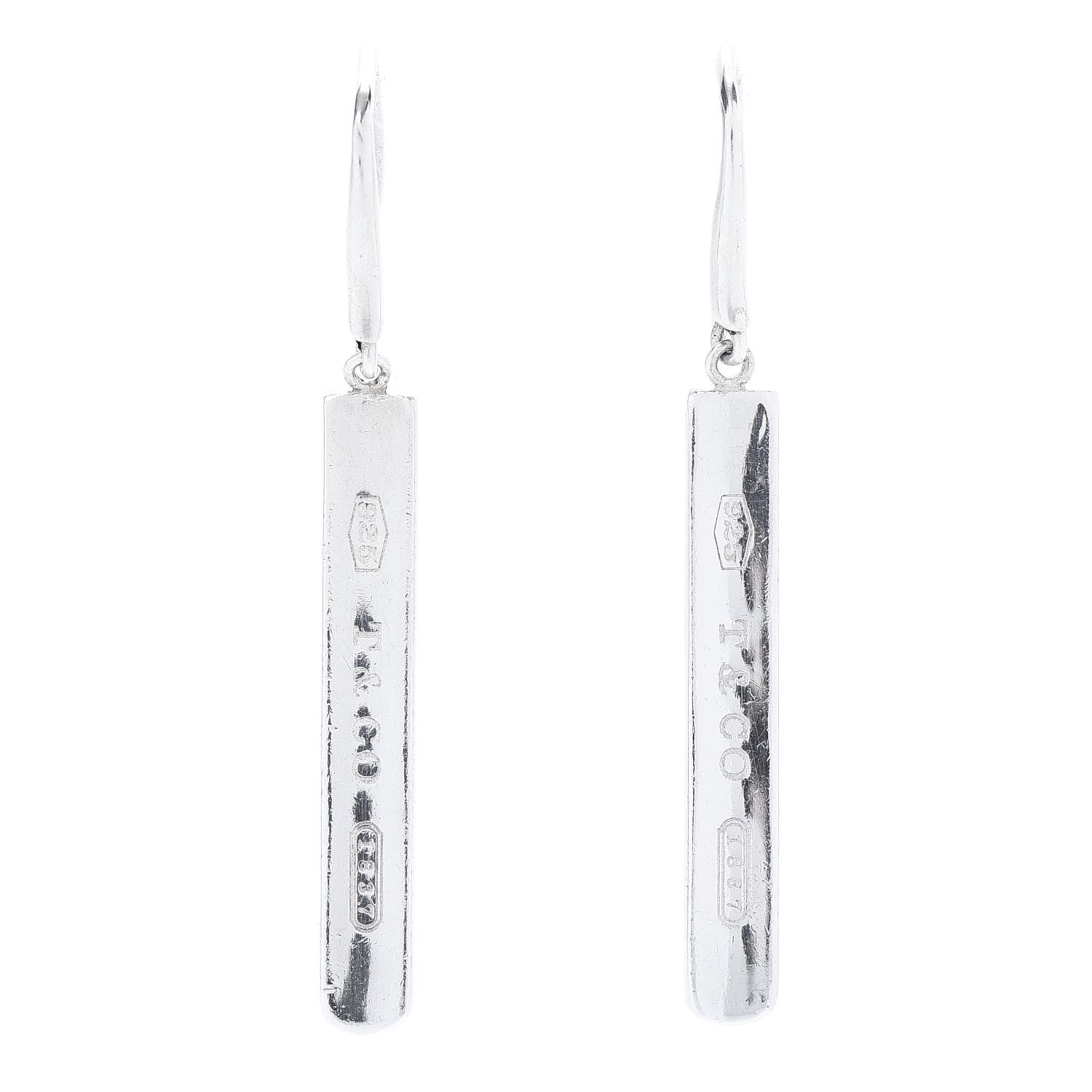 Tiffany Sterling Silver 1837 Bar Drop Earrings 1 of 5