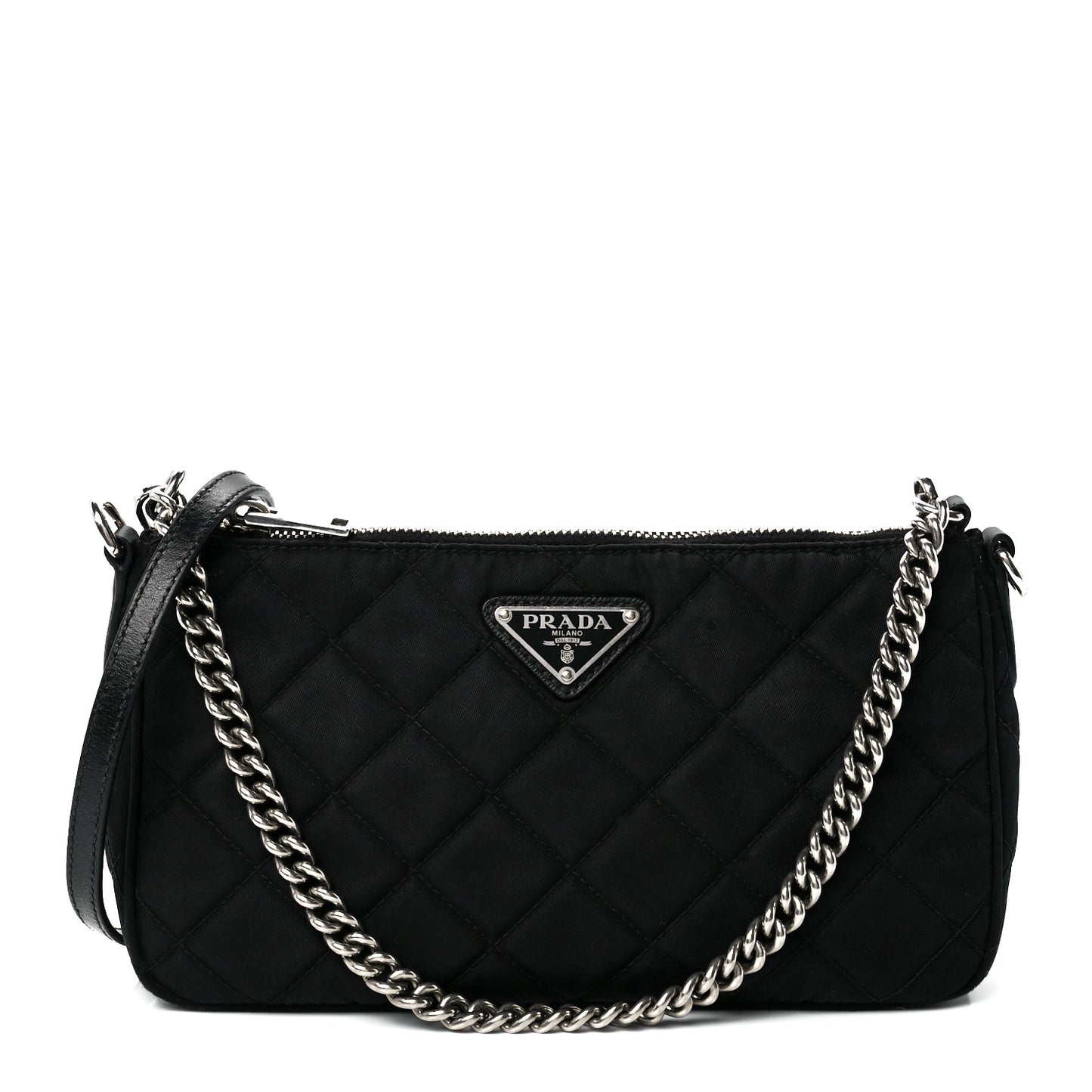 Nylon Tessuto Impuntu Quilted Crossbody Bag Black
