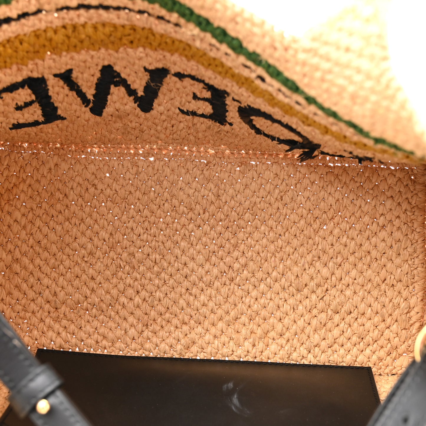 Raffia Small Paula's Ibiza Logo Tote Beige Multicolor