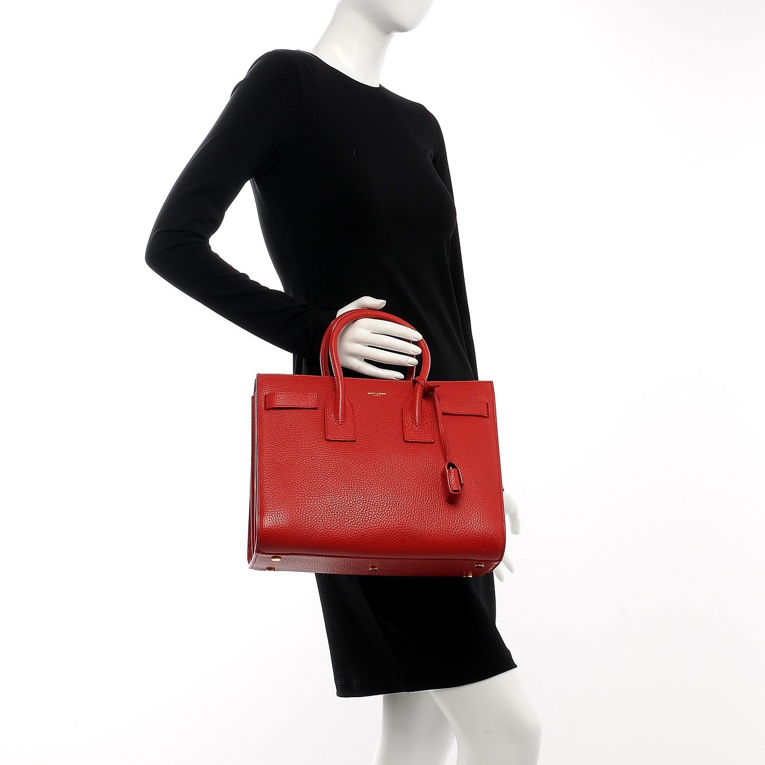 Saint Laurent Grained Calfskin Small Sac De Jour New Red 3 of 8