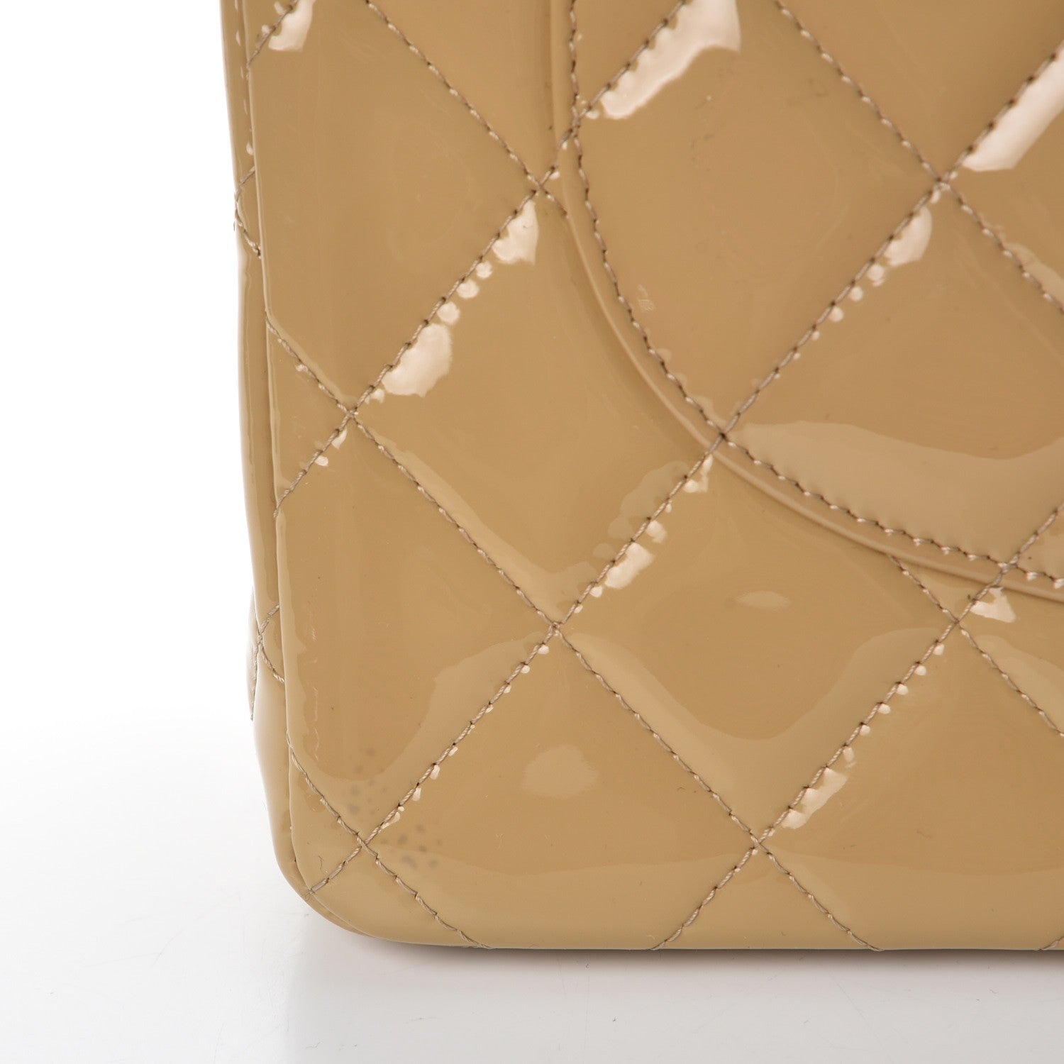 Chanel Patent Quilted Jumbo Double Flap Beige 10 of 10