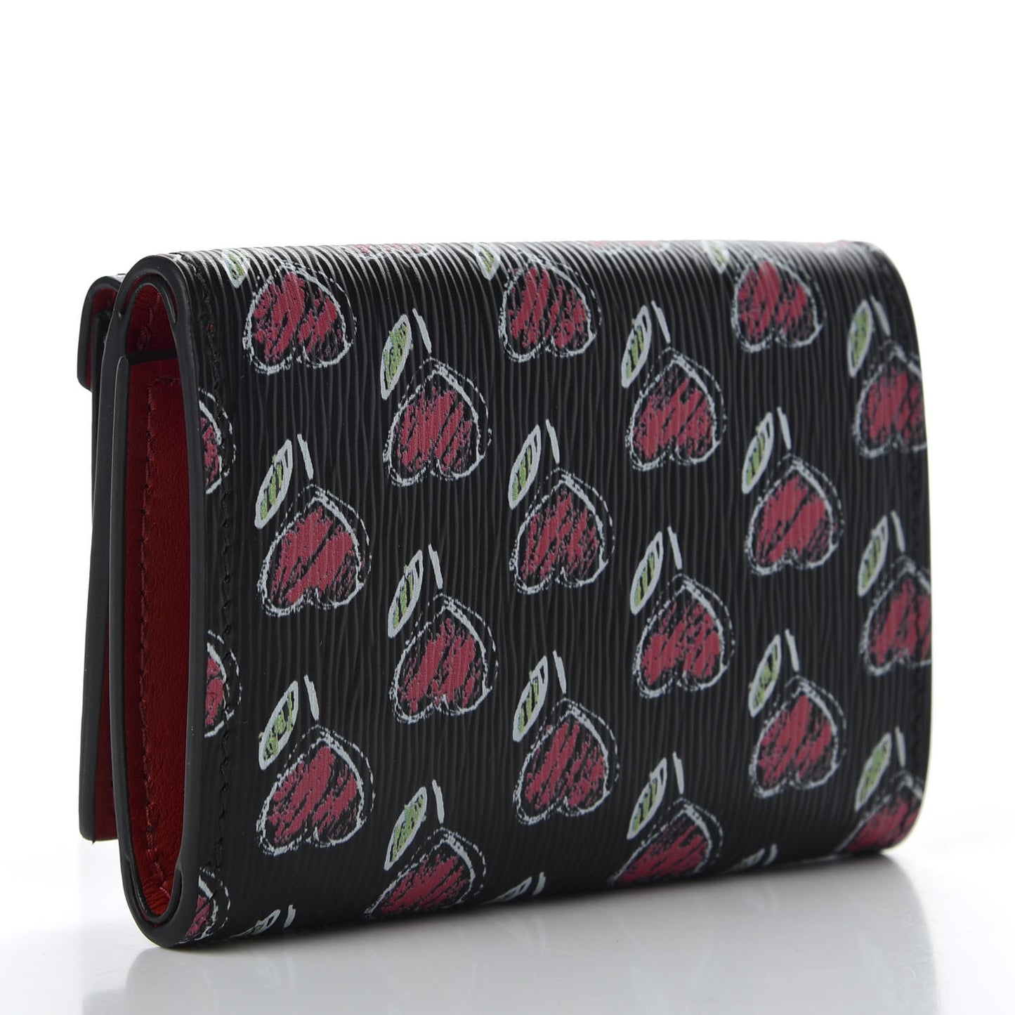 Vitello Move Love Print Envelope Tri-Fold Wallet Black