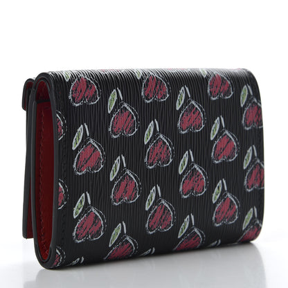 Prada Vitello Move Love Print Envelope Tri-Fold Wallet Black 3 of 7
