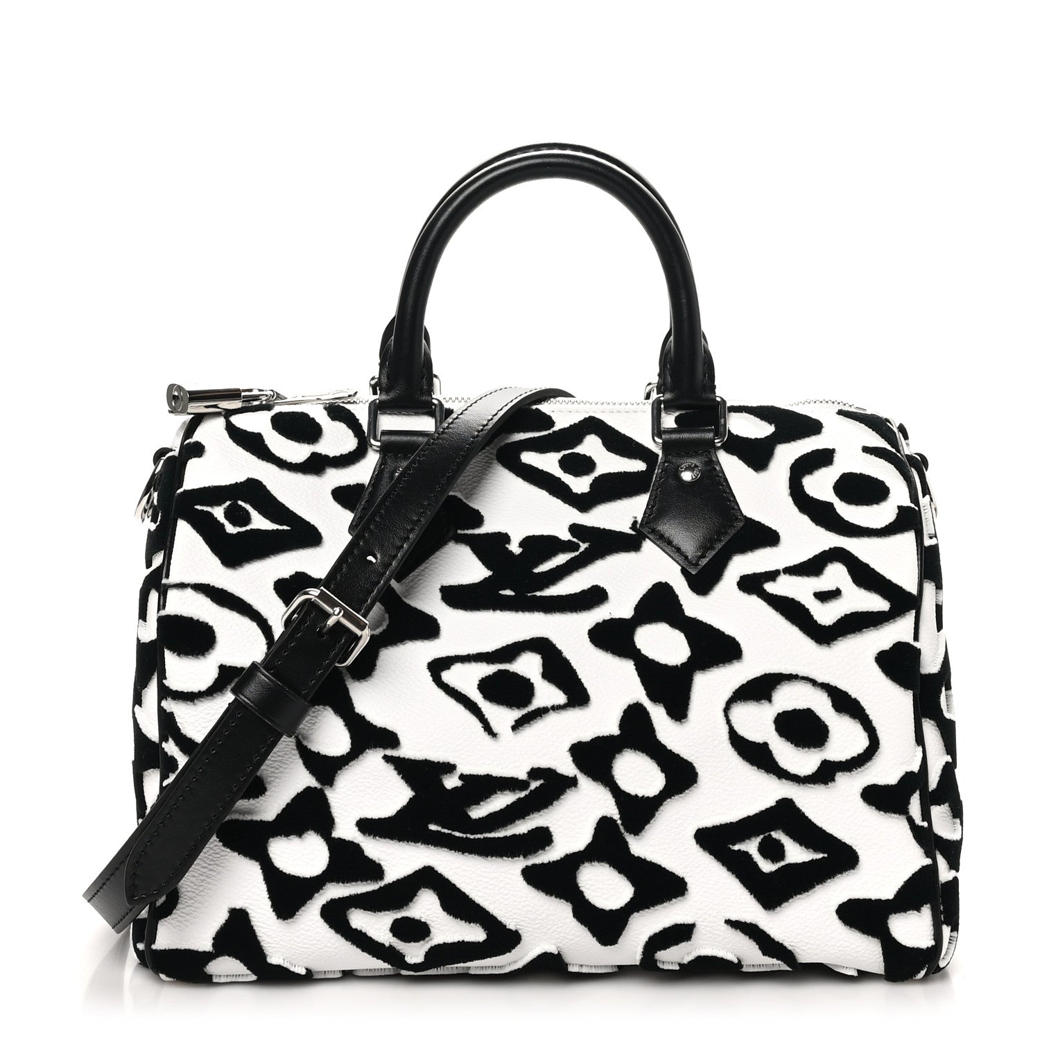 Louis Vuitton X UF Tufted Monogram Speedy Bandouliere 25 White Black 1 of 9
