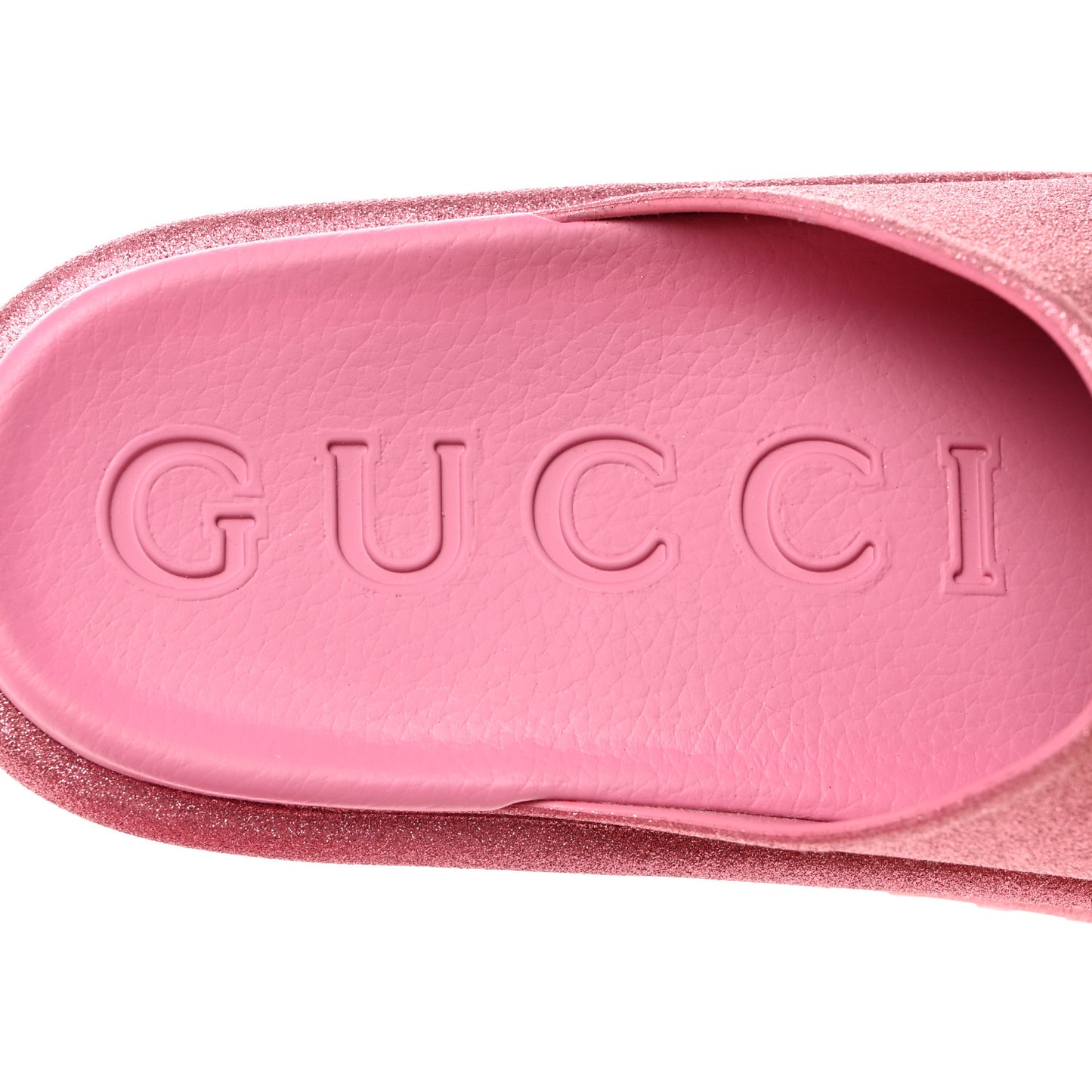 Glitter Rubber Womens Interlocking G Platform 42mm Slide Sandals 40 Rose