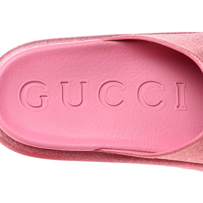 Gucci Glitter Rubber Womens Interlocking G Platform 42mm Slide Sandals 40 Rose 6 of 9