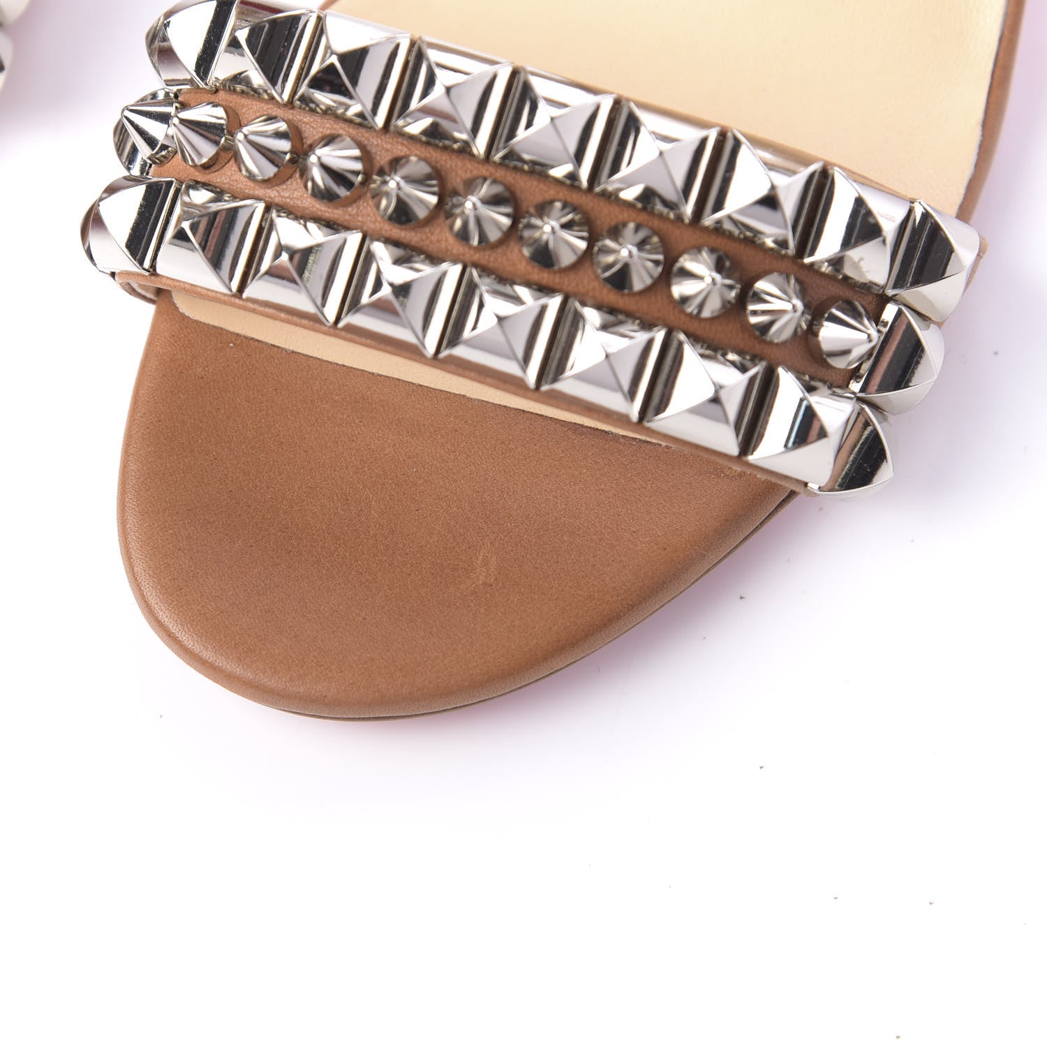Christian Louboutin Calfskin Tina Goes Mad 55 Slide Sandals 37 Cuoio 9 of 10
