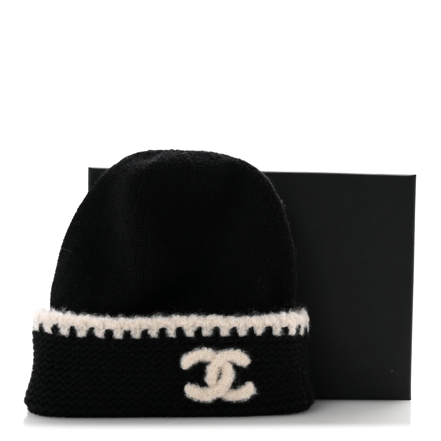 Chanel Cashmere CC Logo Beanie Hat Black 6 of 6