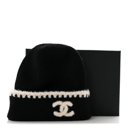 Chanel Cashmere CC Logo Beanie Hat Black 6 of 6
