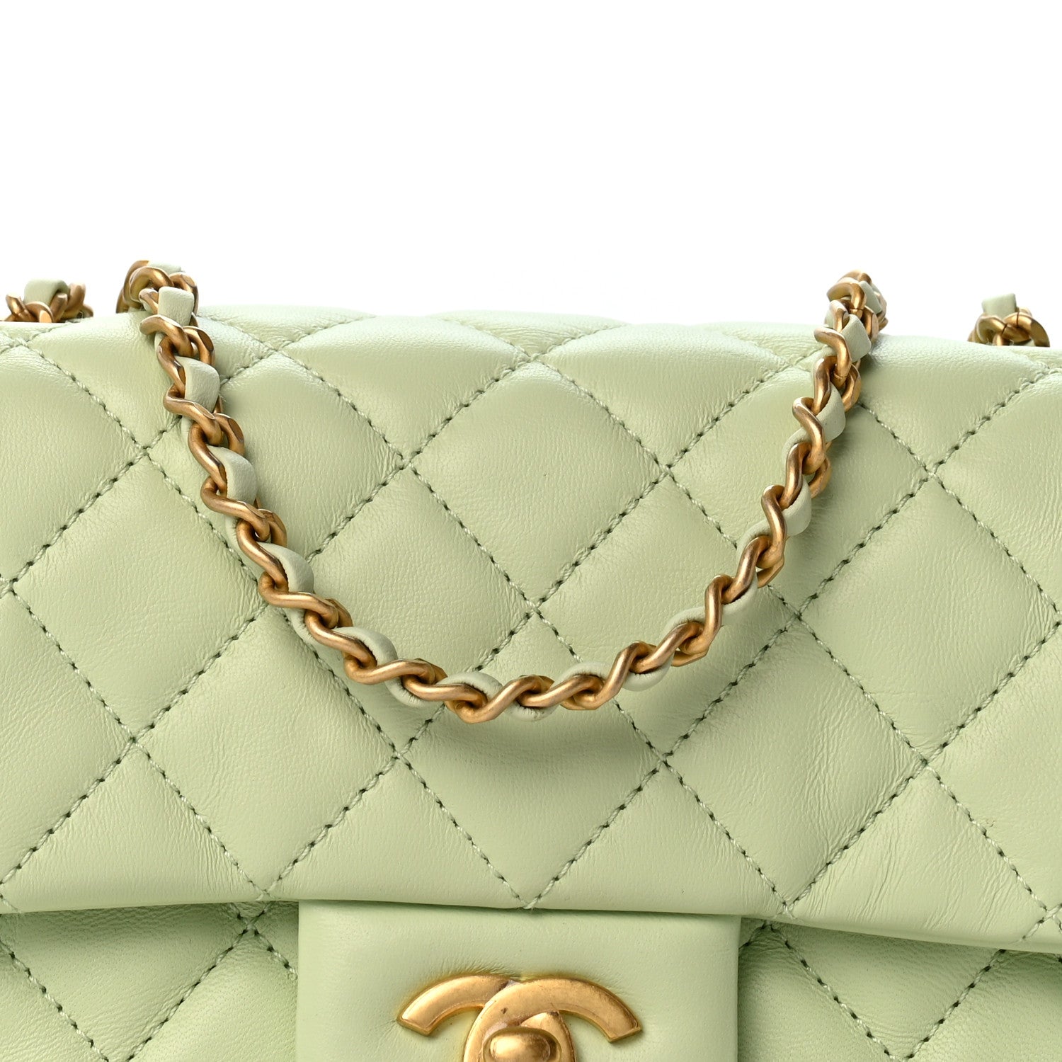 Chanel Lambskin Quilted Mini Pearl Crush Flap Light Green 8 of 11