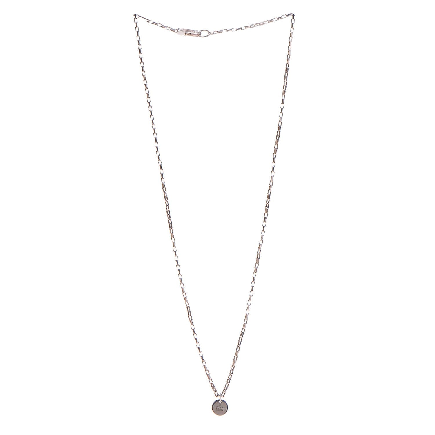 Gucci Sterling Silver Trademark Logo Circle Pendant Necklace 3 of 6