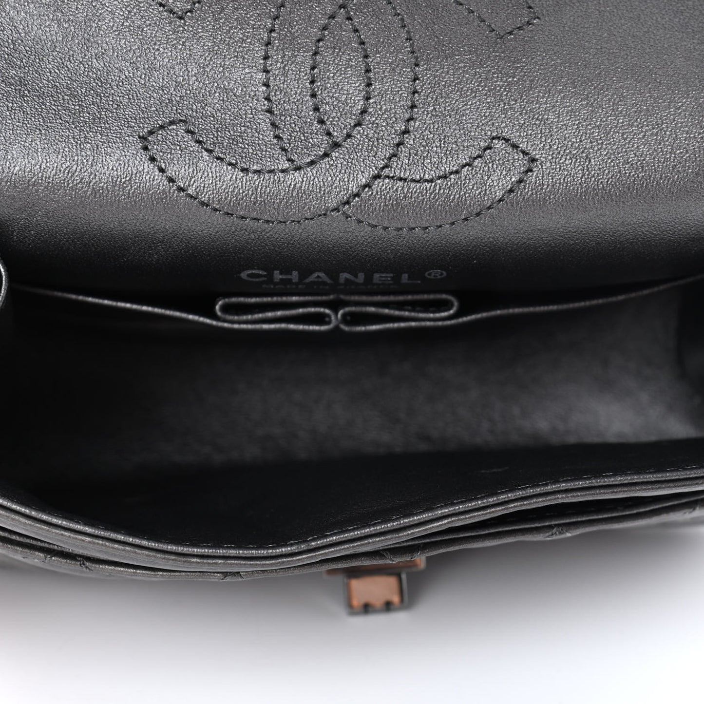 Aged Calfskin Quilted 2.55 Reissue Mini Flap Dark Silver